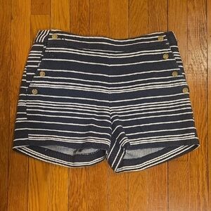 Banana Republic Navy and White Striped High Waist Shorts